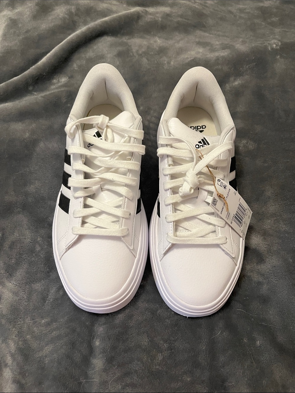 adidas White Sneakers with Black Stripes - Women's Classic Low-Top